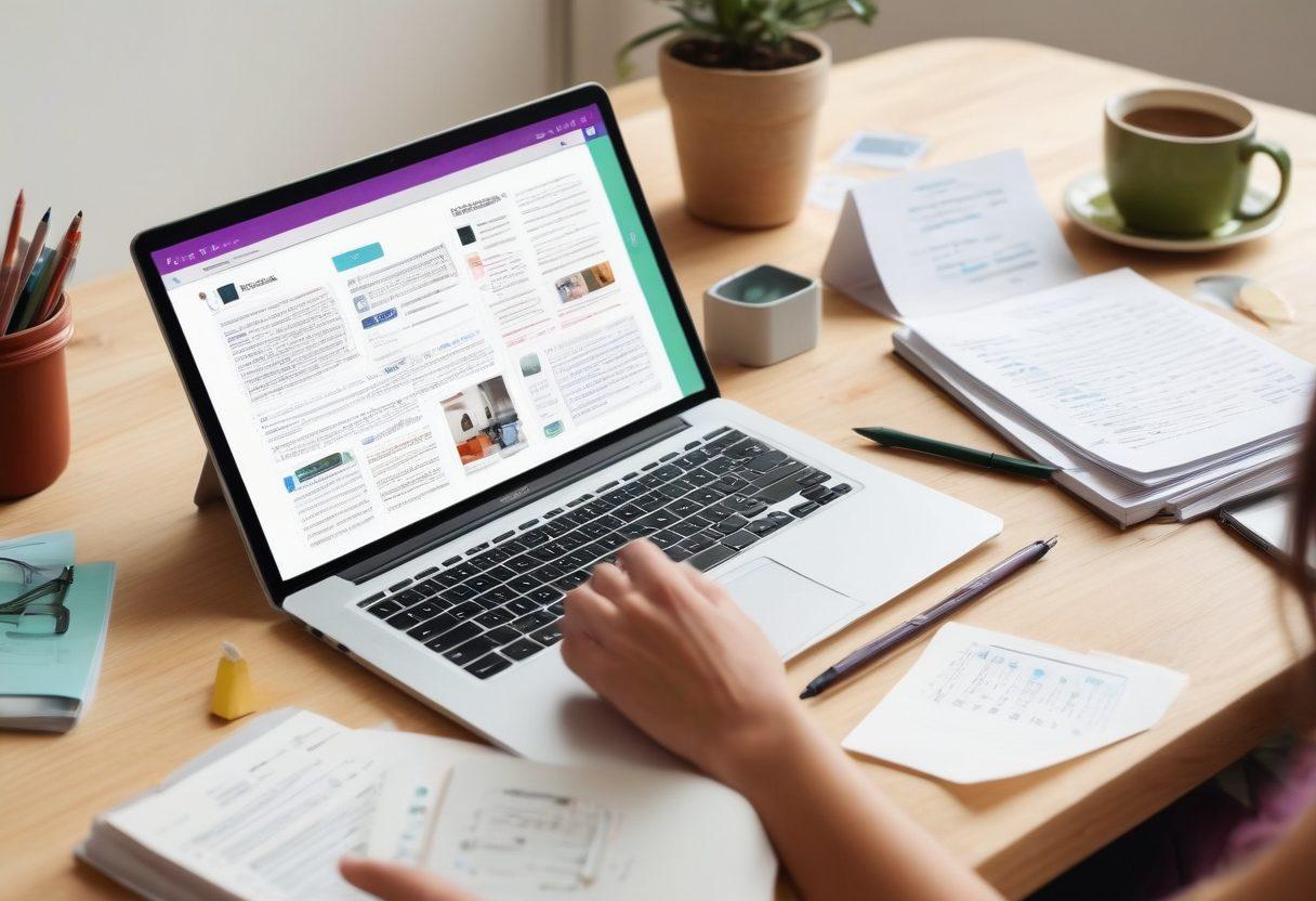 A dynamic scene portraying an online journal interface bursting with interactive elements like comments, polls, and multimedia content. Include a diverse group of enthusiastic people engaging with the journal on laptops, tablets, and smartphones, showcasing collaboration and creativity. Use bright colors to convey energy and excitement, with visual metaphors of writing, such as floating pen icons and paper pages. Blend digital aesthetics with a cozy, welcoming atmosphere reminiscent of a modern café. super-realistic. vibrant colors. white background.
